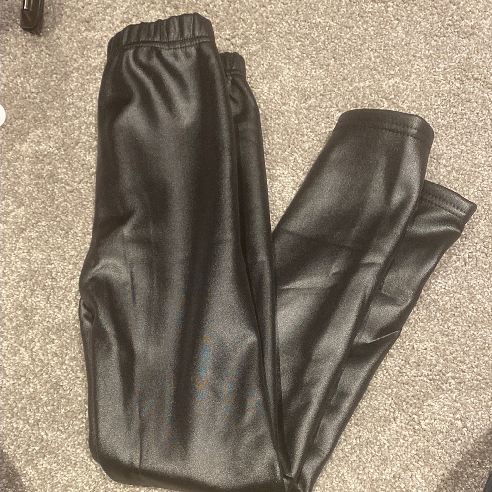 Black Faux Leather Leggings girls size 6. New no tags